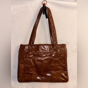 Sleek Vintage Unbranded Brown Leather Laptop Bag/Purse Falcon Zipper